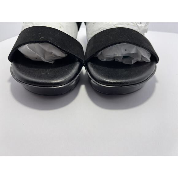 Italian Shoemakers Quincie Wedge Slip On Sandals Black Silver Buckle Size 9 - Picture 5 of 9